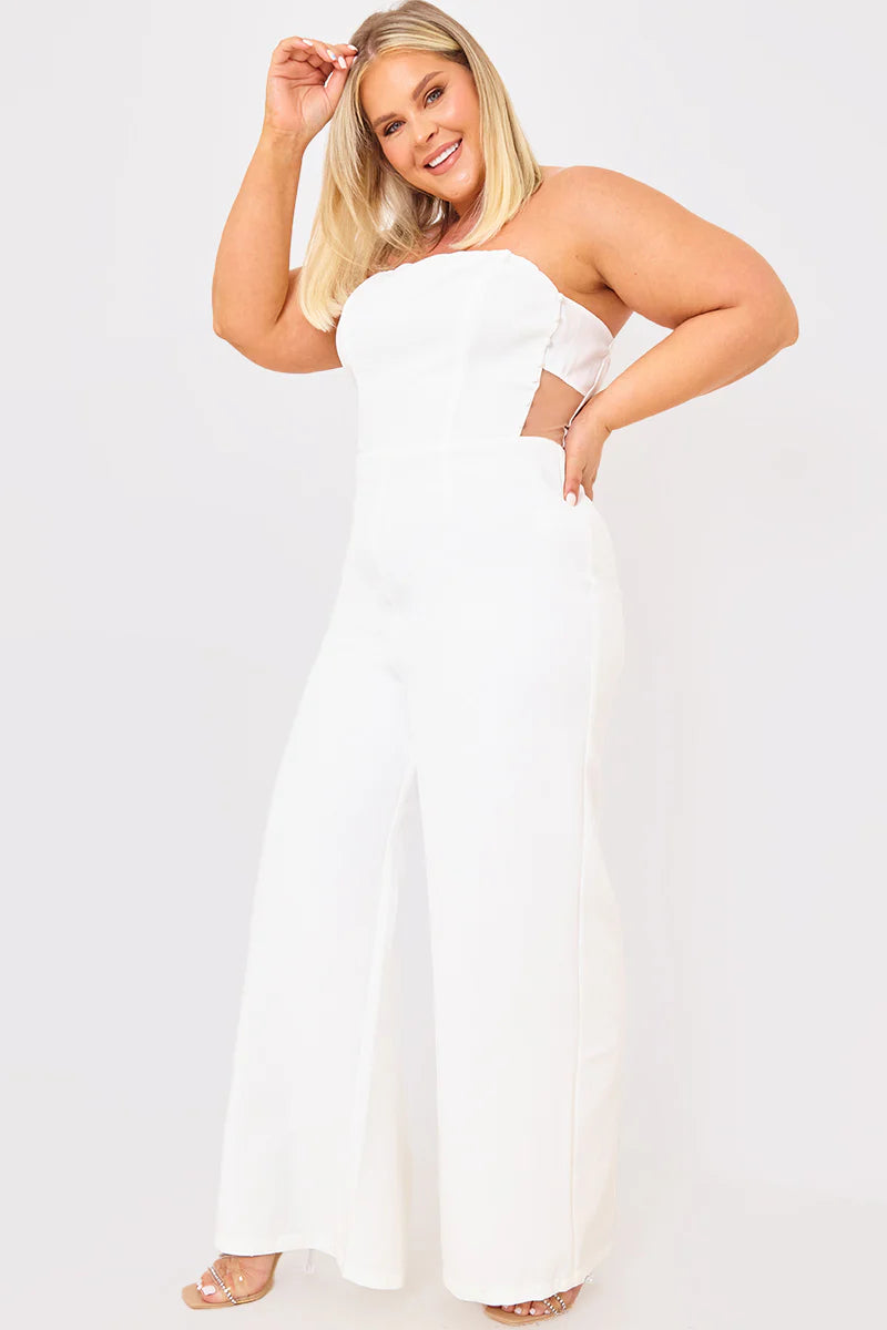 Mesh Insert Button Detail Jumpsuit