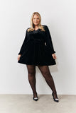 Black Bow Back Velour Mini Dress