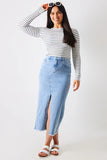 Denim Split Detail Midi Skirt