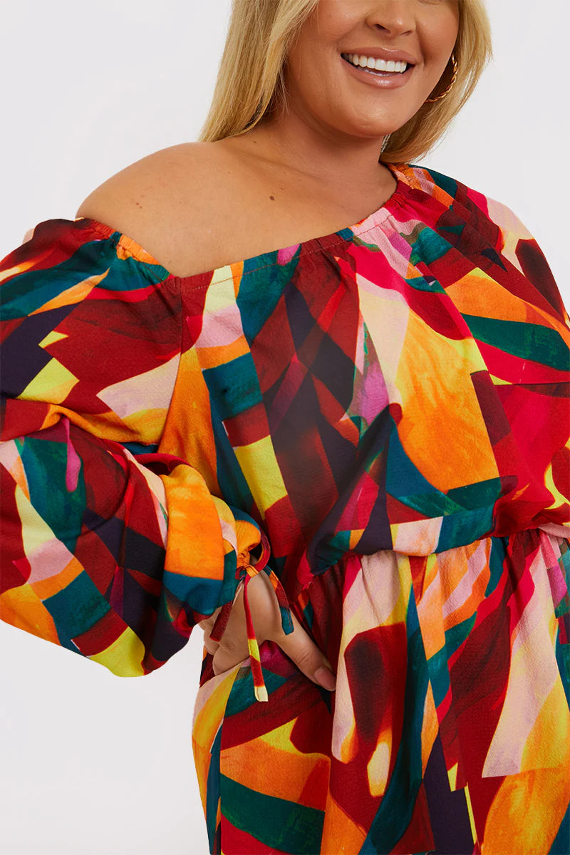 Contrast Bardot Frill Hem Skater Dress