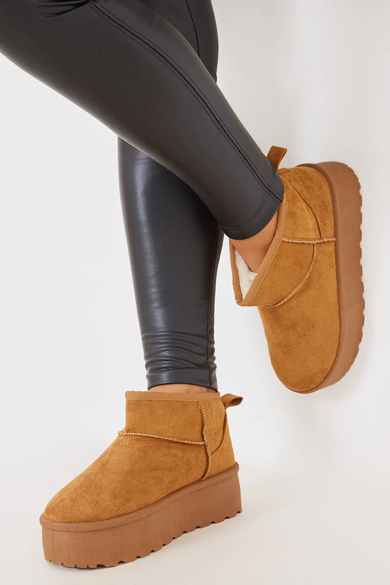Faux Suede Platform Boots