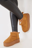 Faux Suede Platform Boots