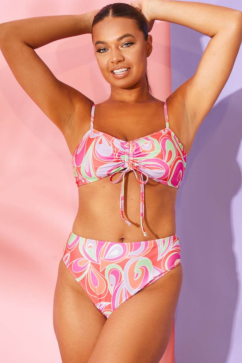 Abstract Print Bikini Top