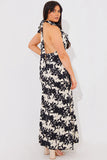 Floral Print Cowl Neck Maxi Dress