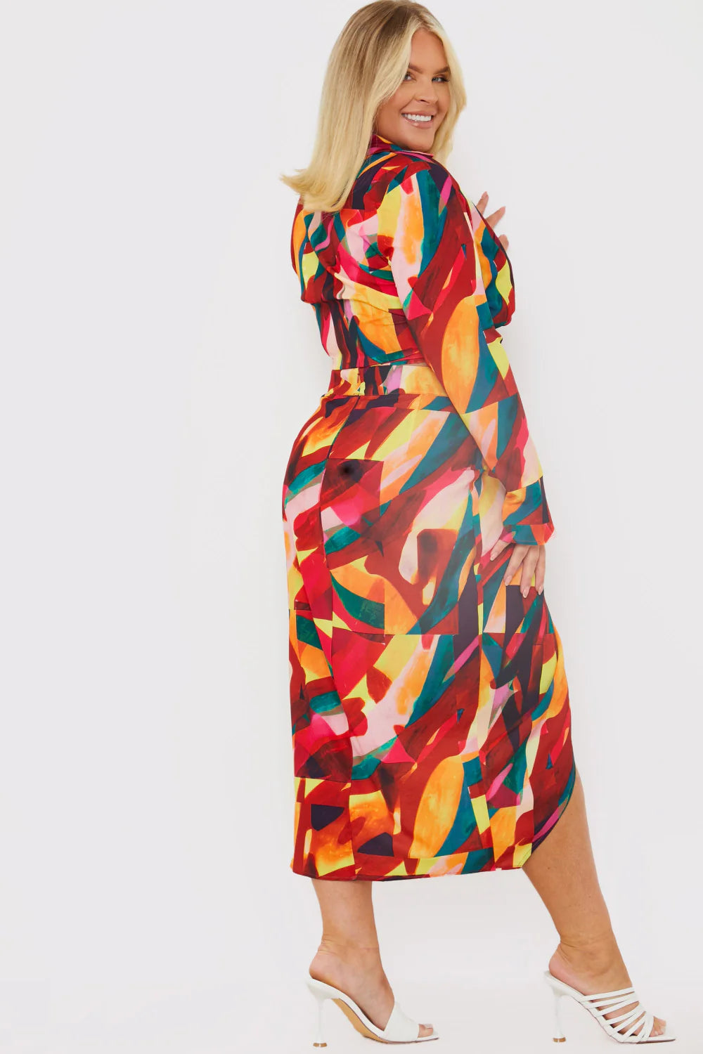 Wrap Front Midi Skirt