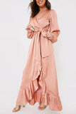Satin Balloon Sleeve Maxi Dress