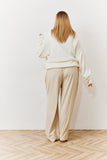Beige Waistband Detail Tailored Trouser