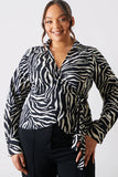 Zebra Print Wrap Front Shirt