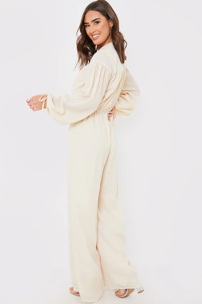Button Up Wide Leg Jumpsuit
