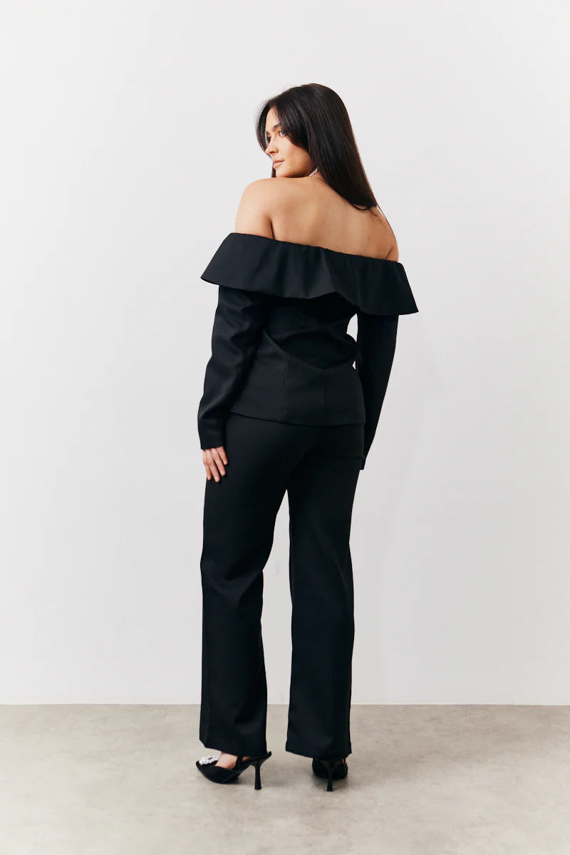 Black Bardot Button Through Blazer
