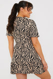 Animal Print Short Sleeve Wrap Swing Dress