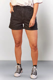 Black Denim Paper Bag Shorts
