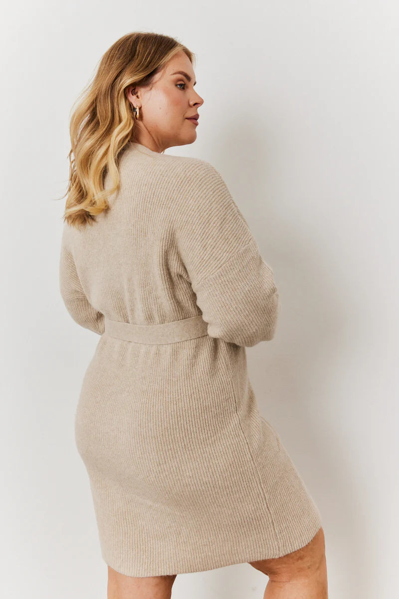 Belted Knit Wrap Mini Dress
