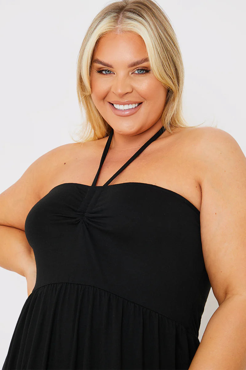 Halterneck Ruched Front Midaxi Dress