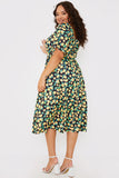 Print Sweetheart Midi Dress
