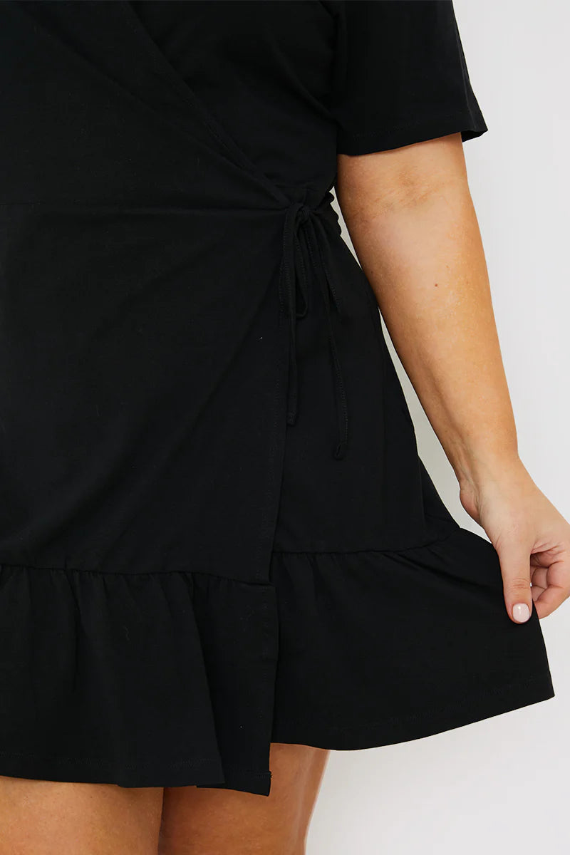 Short Sleeve Wrap Swing Dress