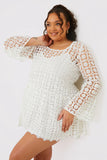 Crochet Fluted Sleeve Mini Dress