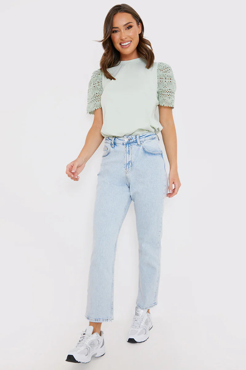 Crochet Sleeve T-Shirt