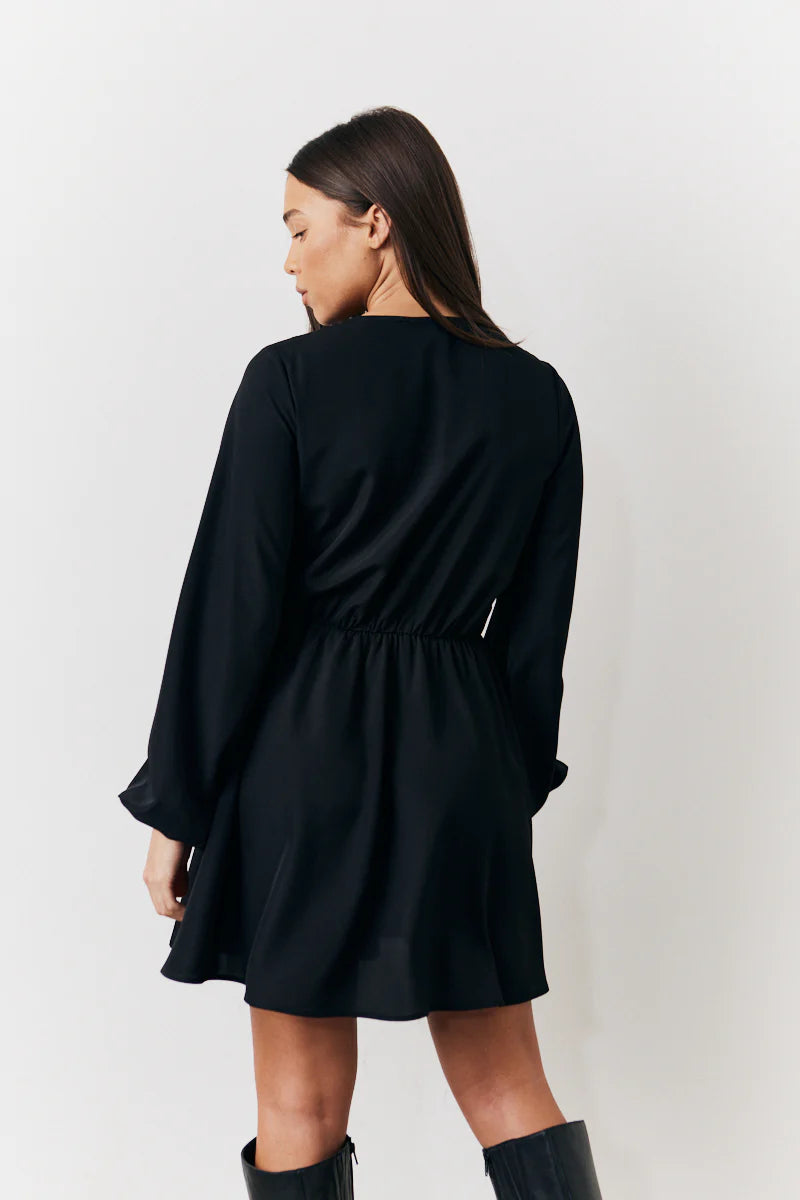 Black Drape Detail Mini Dress