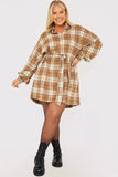 Check Belted Shirt Dress