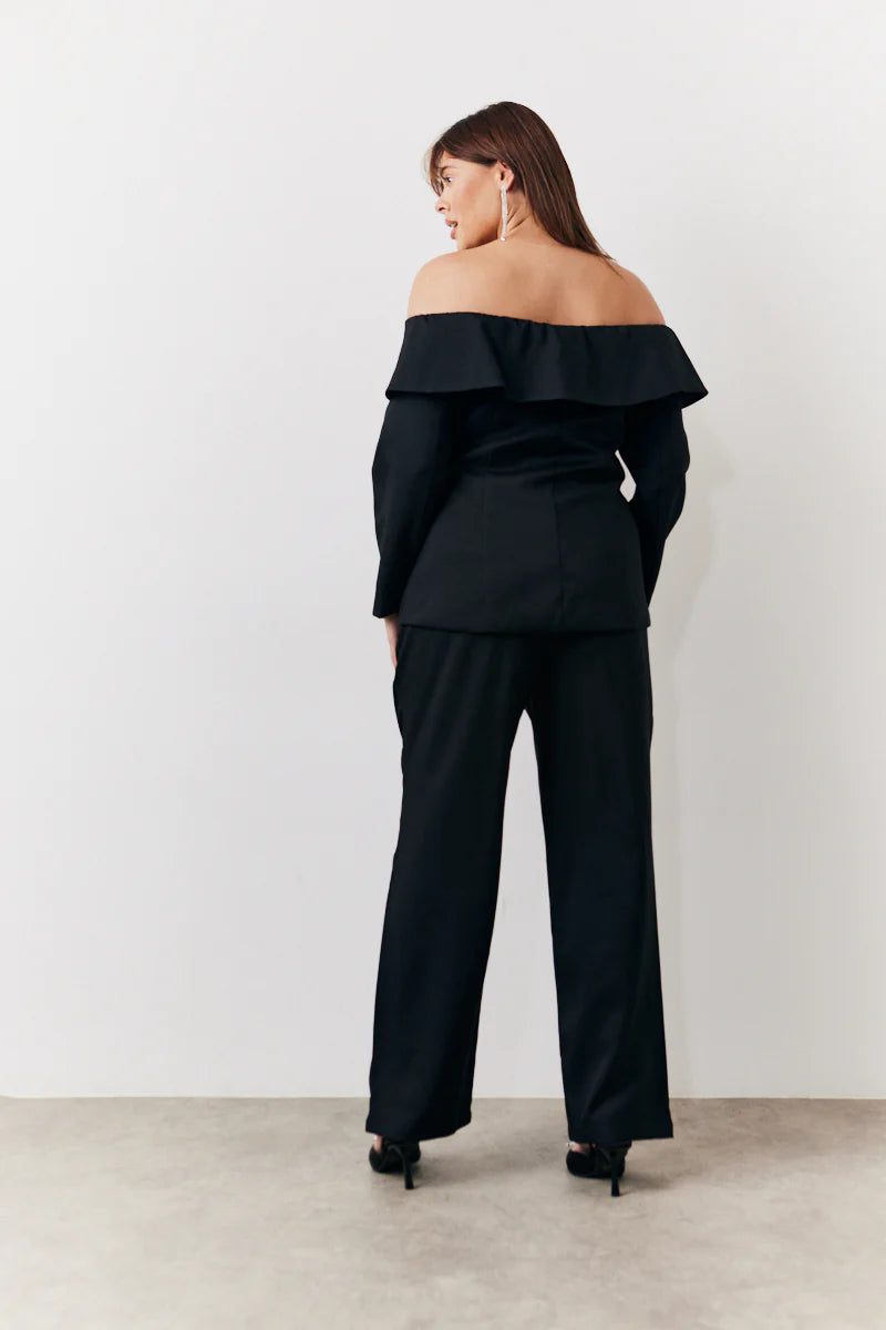 Black Bardot Button Through Blazer
