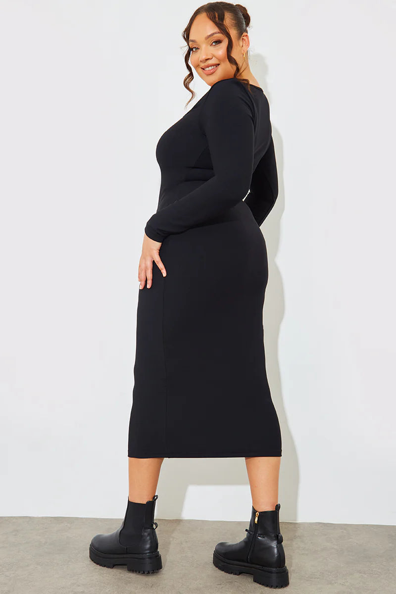 Scoop Neck Rib Midaxi Dress