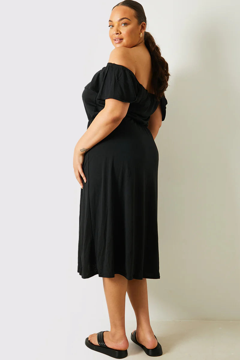 Bardot Split Detail Midi Dress