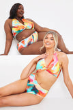 Abstract Print Twist Front Bikini Top