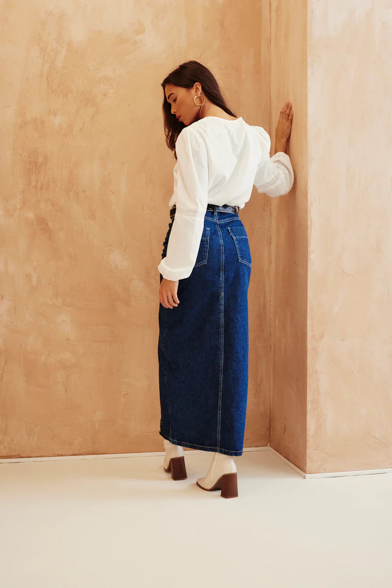 V Neck Crochet Insert Blouse