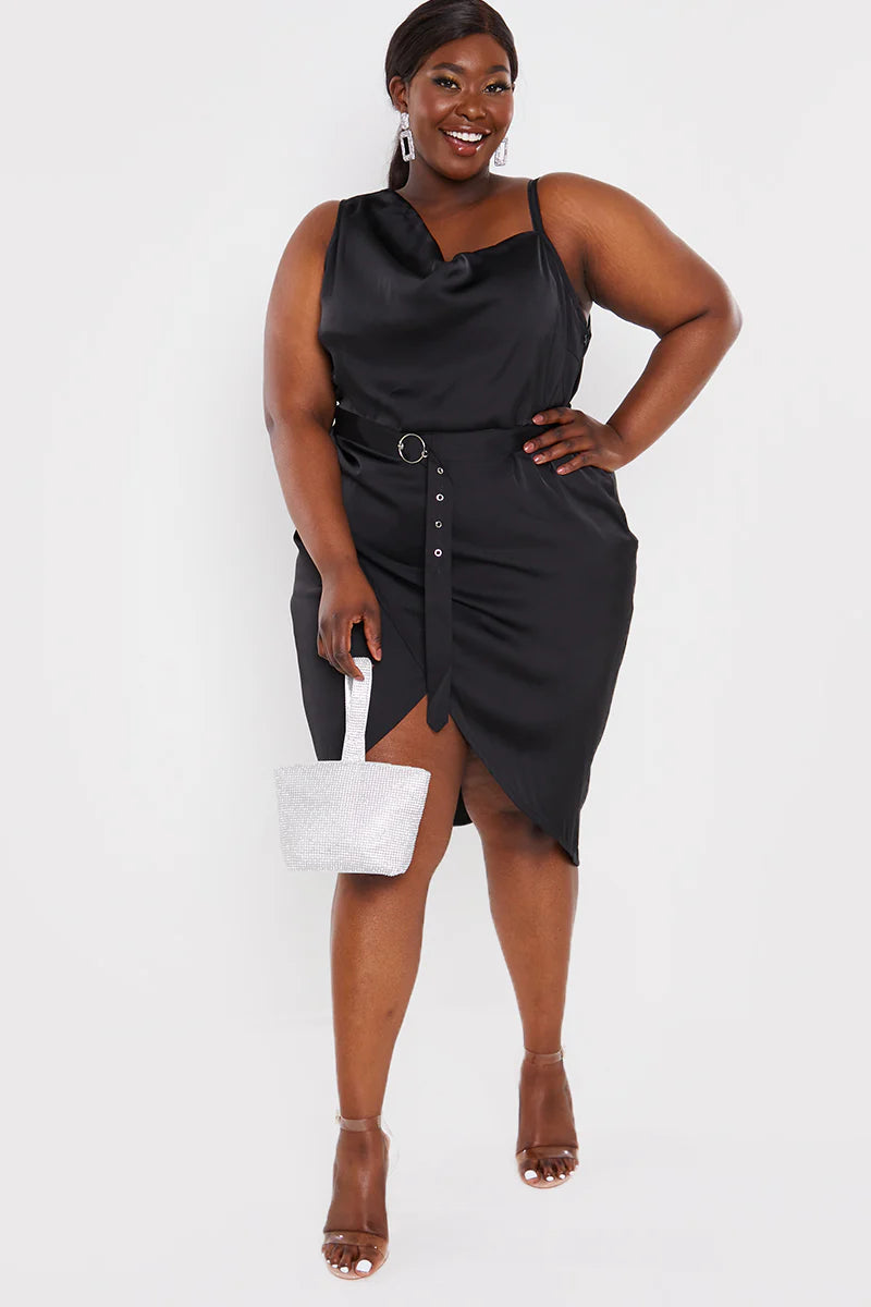 Asymmetric Cowl Neck Dress