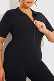 Built-In Bra Half Zip Short Sleeve Sculpt and Control Unitard