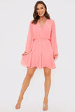 Long Sleeve Wrap Mini Dress