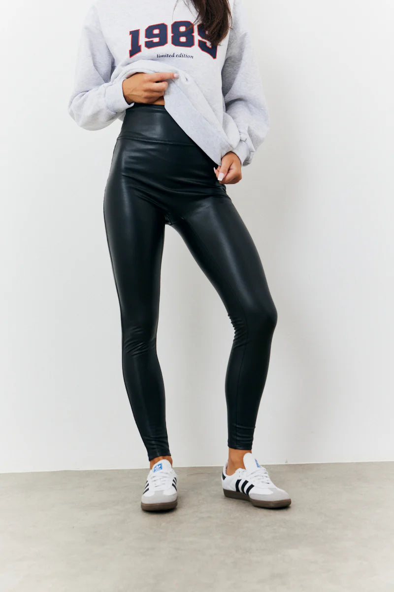 Perfect Sculpting High Waisted Leather Look Leggings