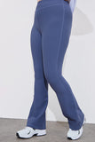 High Waist Kick Flare Rib Trouser