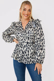 Leopard Print Wrap Blouse