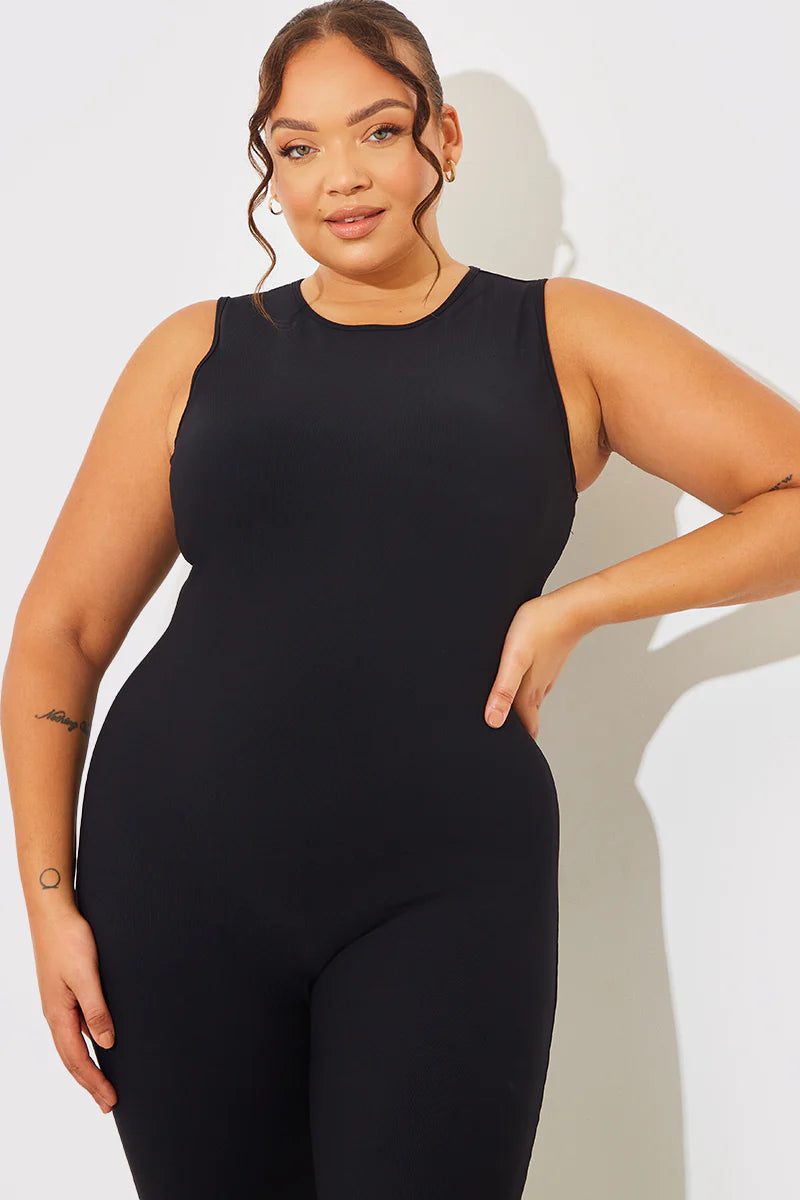 Built-In Bra Racer Neck Sleeveless Sculpt and Control Unitard