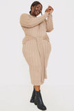 Belted Rib Knitted Midi Dress
