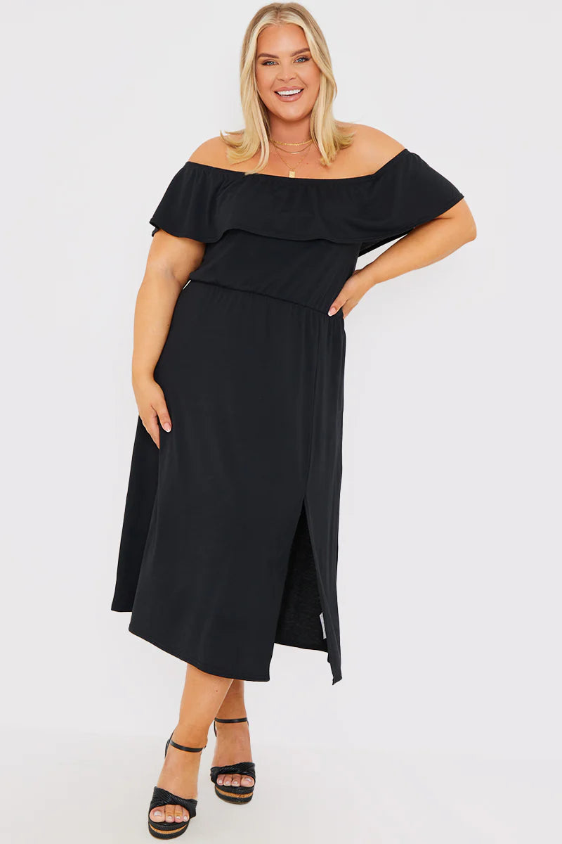 Bardot Split Detail Midi Dress