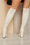Leather Look Knee High Boots
