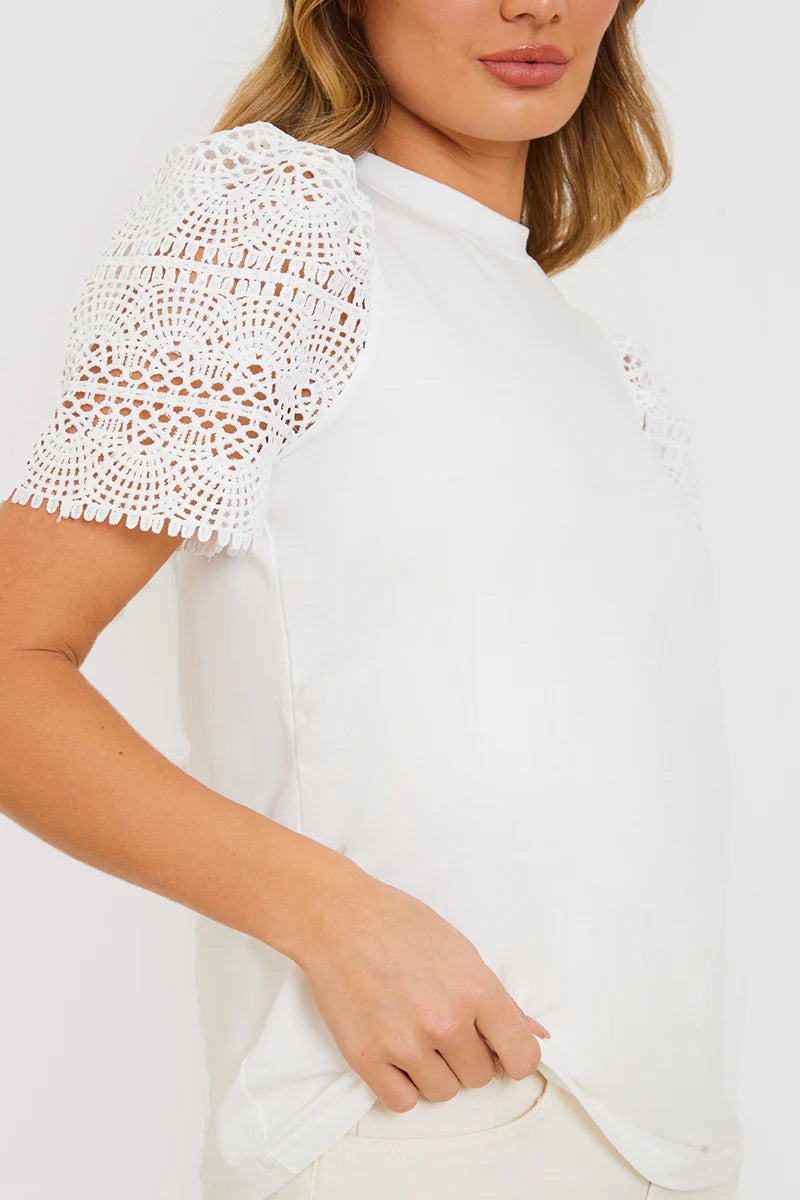 Crochet Sleeve T-Shirt