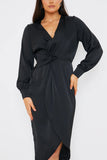 Satin Twist Waist Midi Dress