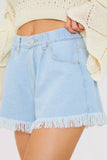 Light Wash Flared Denim Shorts