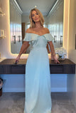 Satin Frill Off The Shoulder Maxi Dress