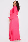 Plisse Ballon Sleeve Maxi Dress