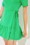 Short Sleeve Wrap Swing Dress