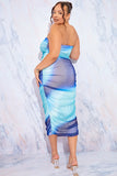 Ombre Mesh Bandeau Midi Dress