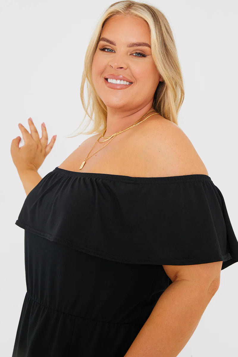 Bardot Split Detail Midi Dress