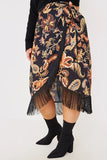 Paisley Print Wrap Midi Skirt