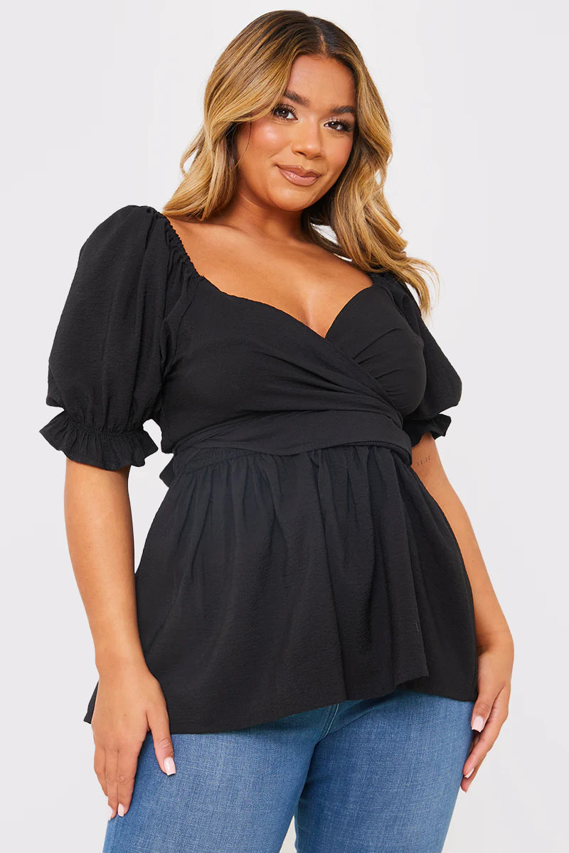 Floral Embroidered Wrap Top