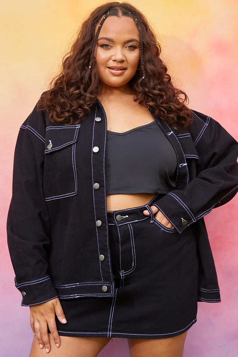 Denim Skirt With Contrast Stitching Co ord